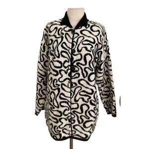 Y2k Vintage Grung TradWife Goth Donna Maglia Cardigan Sz S Black